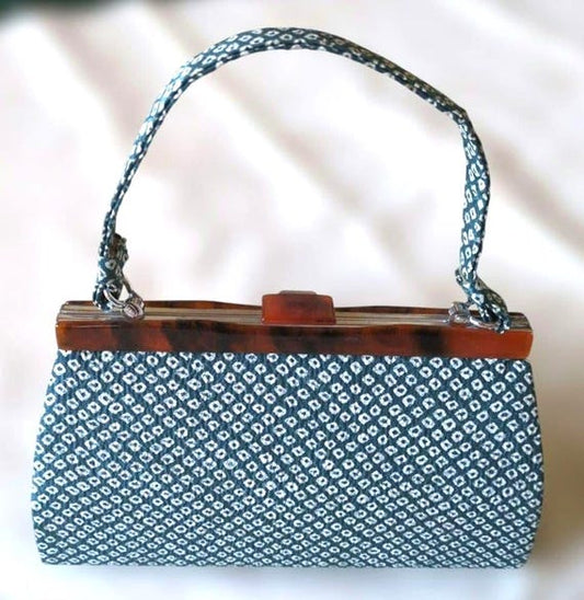 Shibori Indigo Blue Kimono Bag