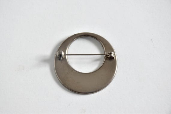 Zogan Floral Inlay Brooch back view showing the pin and clasp mechanism