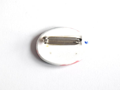 Kutani Ceramic Kimono Brooch back showing the secure metal pin