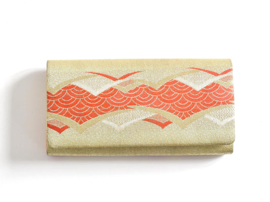 Obi Fabric Clutch Seigaiha Pattern