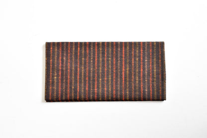 Woven Stripe Textile Card Holder In Earthy Tones coin purse featuring traditional Japanese fabric in brown, red, and gold