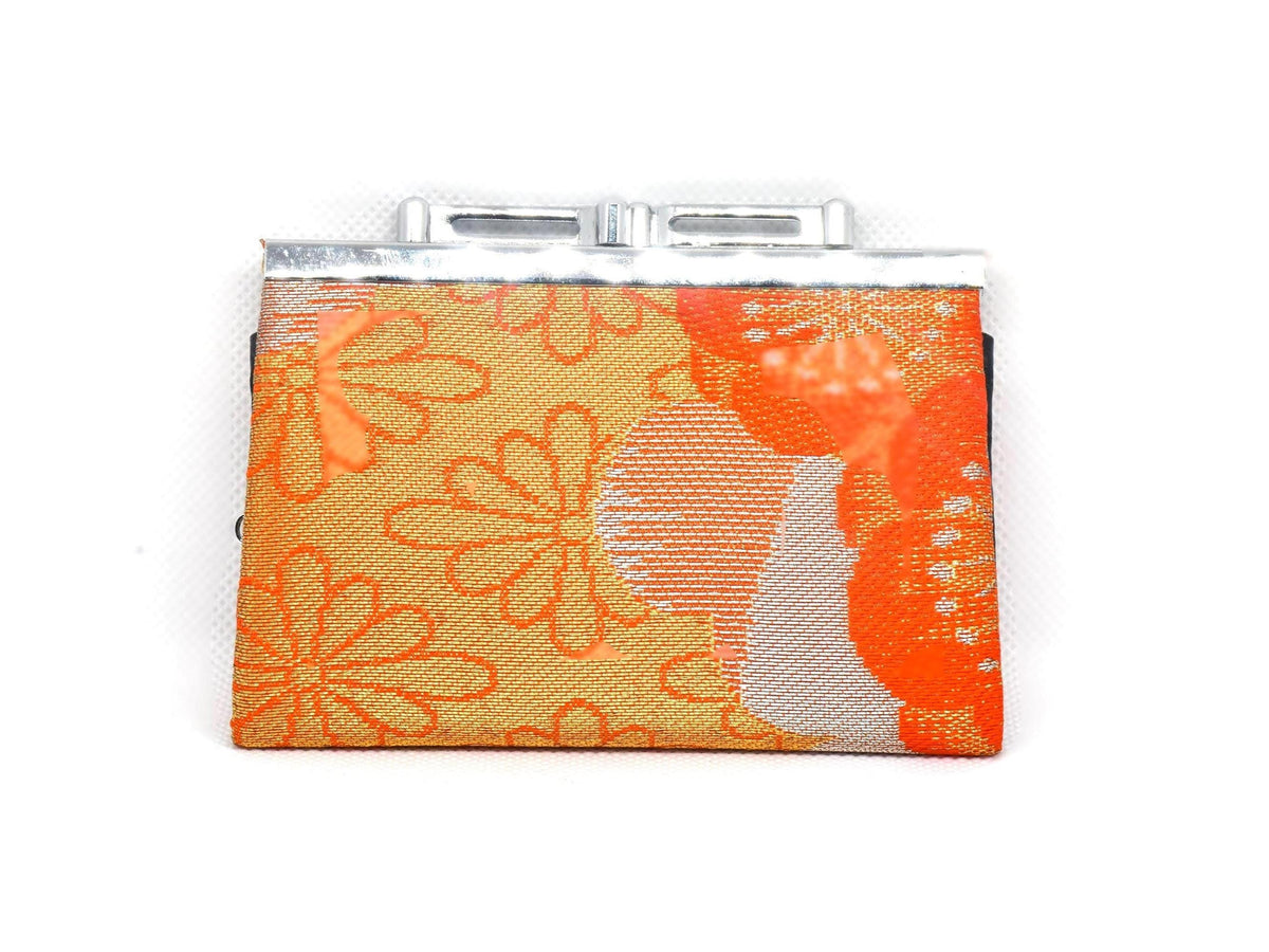 Nishijin-Ori Silk Coin Purse Orange Floral Brocade back view