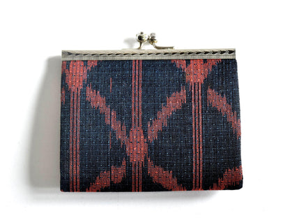 Iyo Kasuri Geometric Wallet Red And Black coin purse showing the front geometric pattern