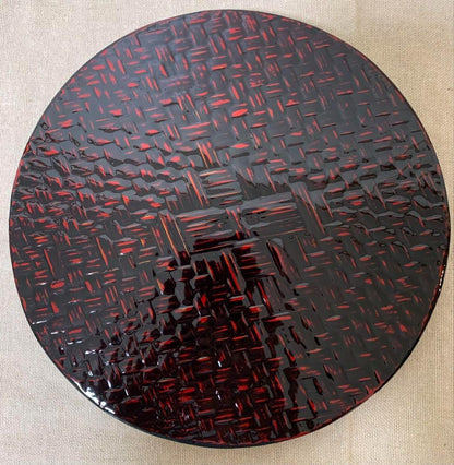 Rantai Shikki woven bamboo lacquer large tray surface detail close up