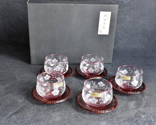 Cold Tea Glass Set with Rantai-shikki Coasters
