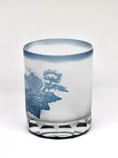Cut Glass Tumblers with Painted Floral Motif