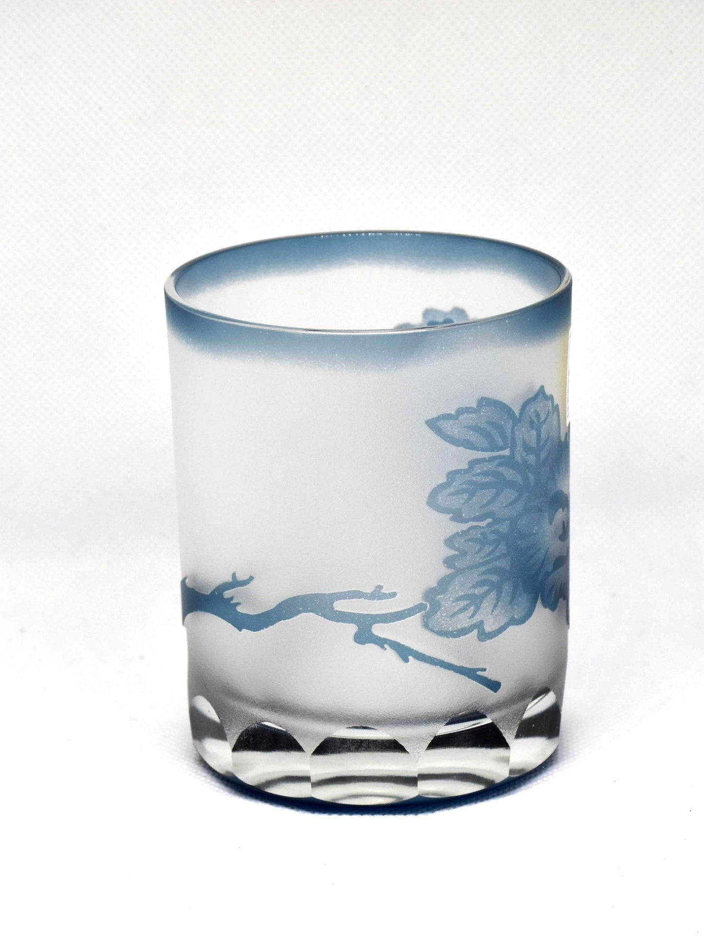 Cut Glass Tumblers with Painted Floral Motif