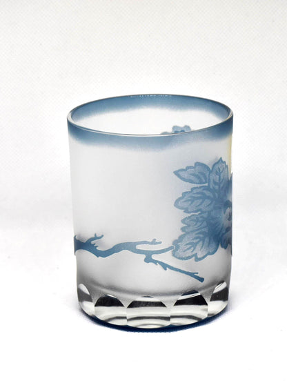 Cut Glass Tumblers with Painted Floral Motif
