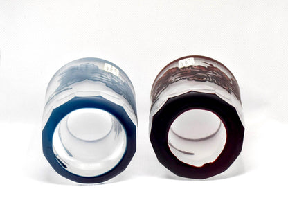 Cut Glass Tumblers with Painted Floral Motif