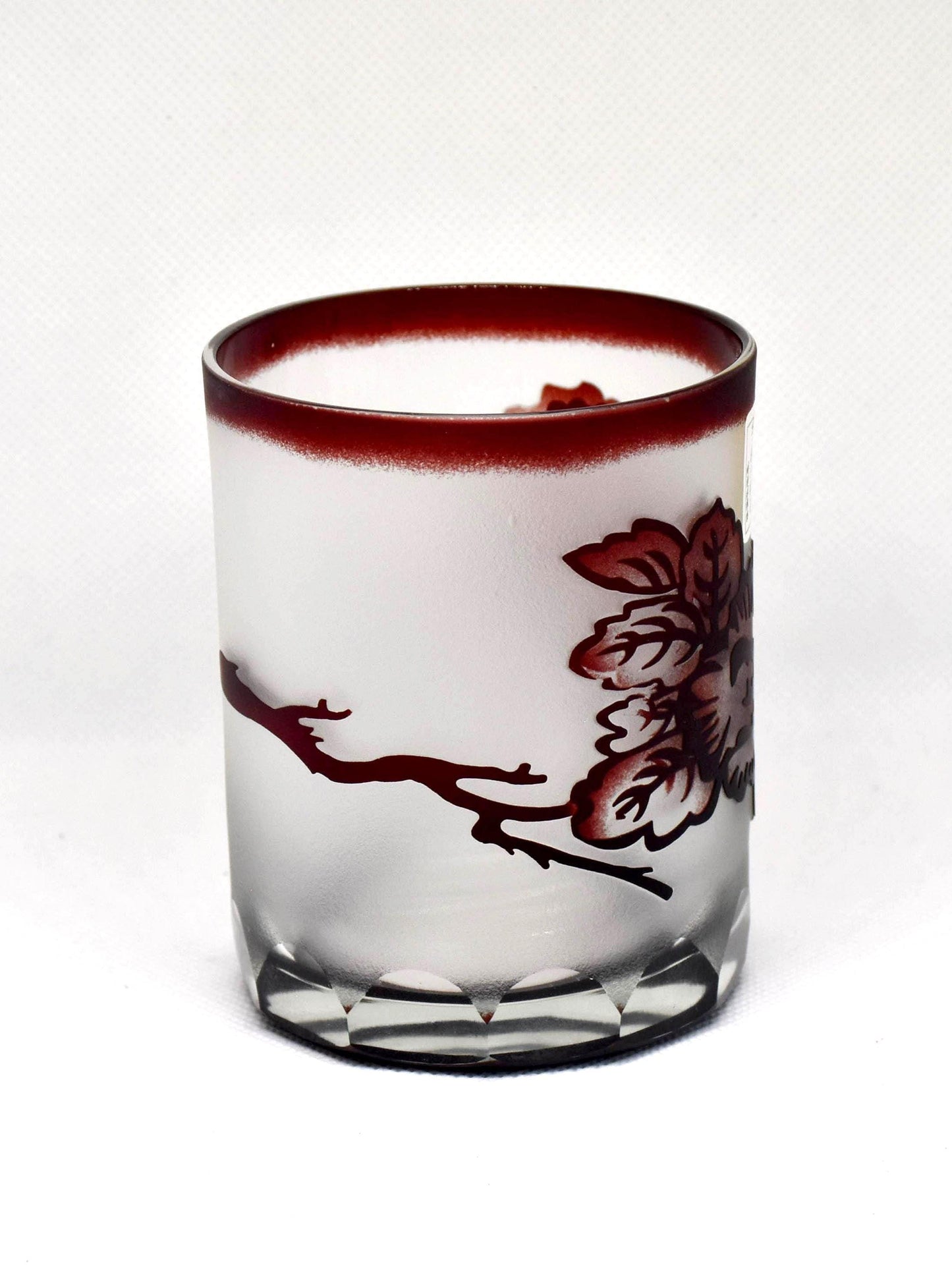 Cut Glass Tumblers with Painted Floral Motif