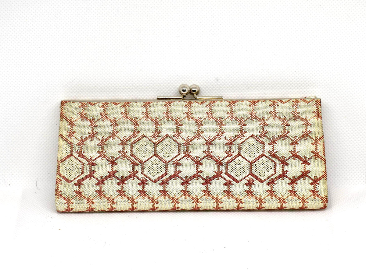 Saga Nishiki Brocade Gama-Guchi Coin Purse front view showing the refined pattern