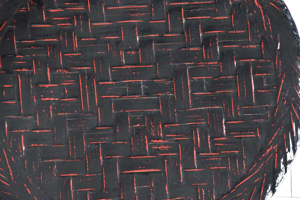 Rantai Lacquerware Bamboo Tray And Bowl Set tray base weave detail