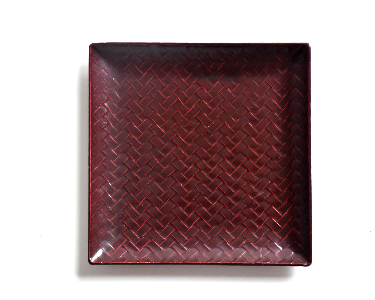 Set of 5 Kurume Rantai lacquer square plates two square plates side by side