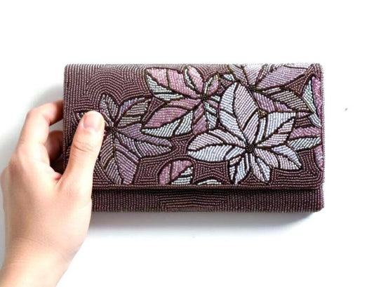 Beaded Clutch Floral Motif