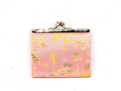 Nishijin-Ori Silk Coin Purse Deer Motif back view showing additional woven pattern details