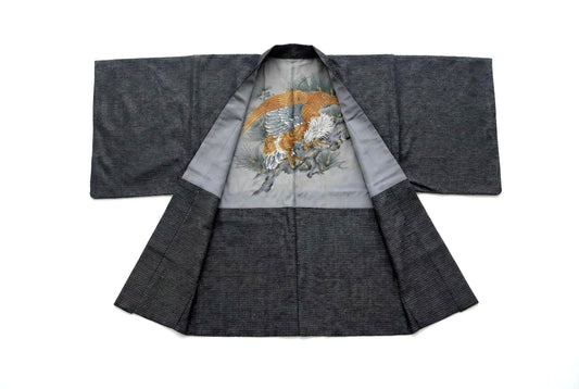 Men's Haori Oshima Tsumugi Silk, Short Kimono Jacket
