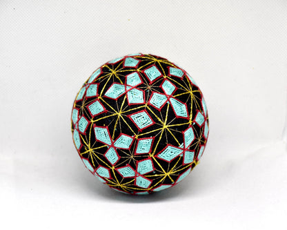 Hand-Embroidered Japanese Temari Ball Folk Art table scatter showing pattern detail