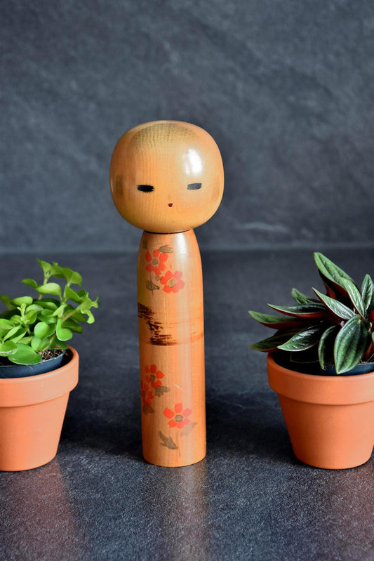 Kokeshi Doll Hand-Painted Floral Motif