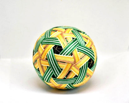 Temari Ball Embroidery displaying an alternate angle of the woven thread design