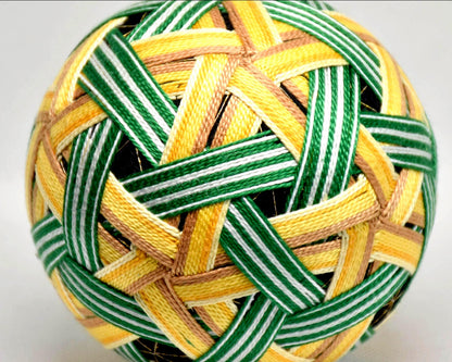 Temari Ball Embroidery close up of the detailed hand embroidery pattern and threads