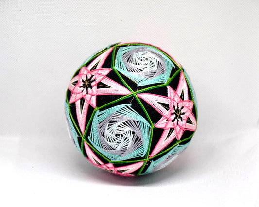 Hand-Embroidered Japanese Temari Ball Folk Art table scatters with vibrant colorful threads