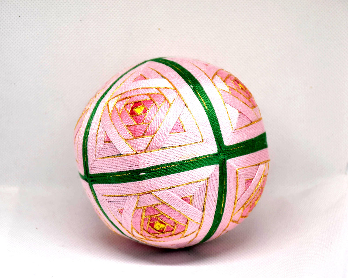 Hand-Embroidered Japanese Temari Ball table scatters viewed from another side angle
