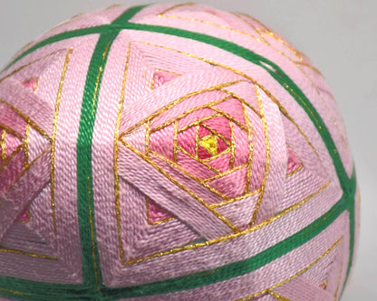 Hand-Embroidered Japanese Temari Ball table scatters size next to a hand
