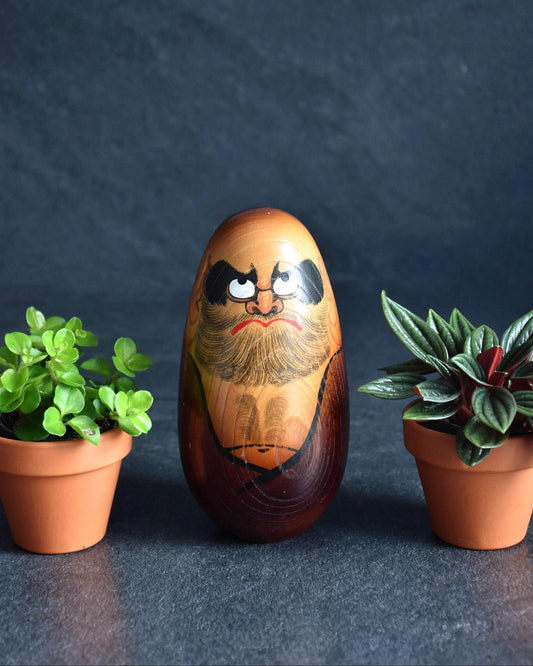 Daruma Figure Hand-Painted Wood