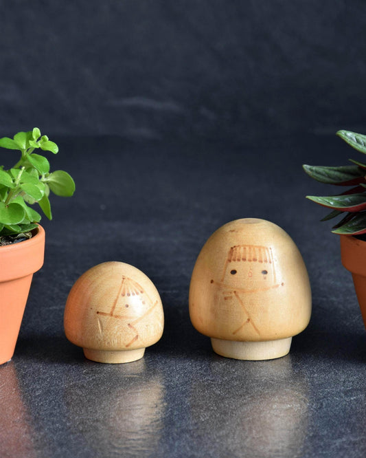 Sosaku Kokeshi Pair Pyrography