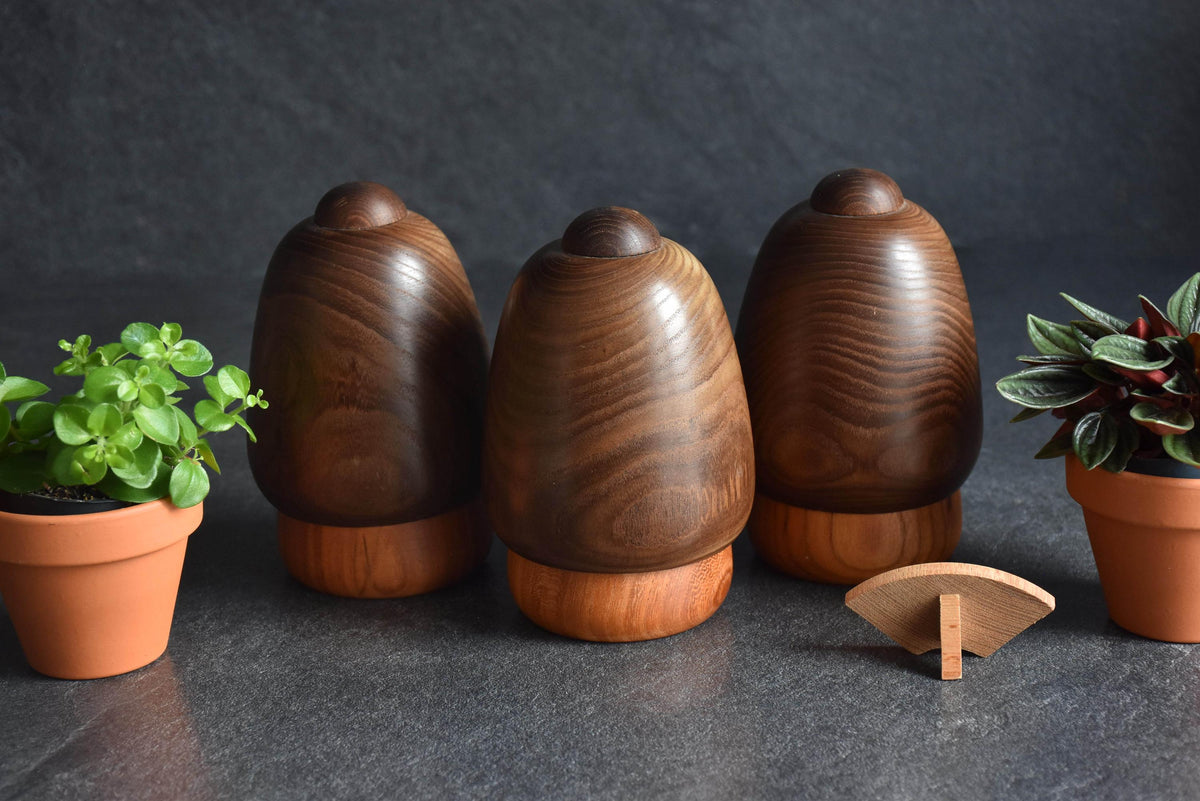 Daisuke Takeda Sosaku Kokeshi Set Sho-Chiku-Bai featuring three vintage Japanese wooden dolls