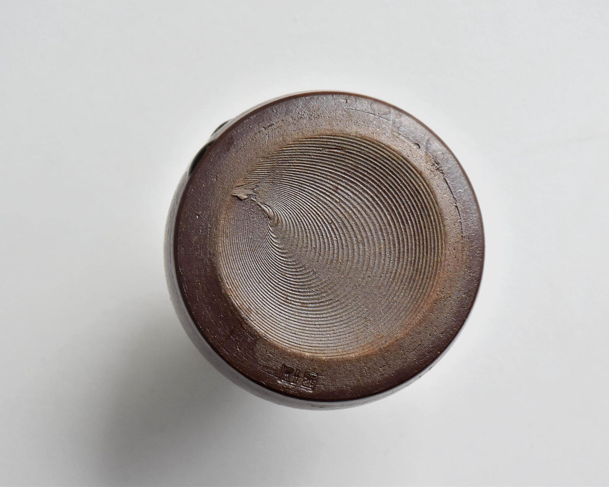 Bizen Style Stoneware Tokkuri base with wheel-thrown ridges