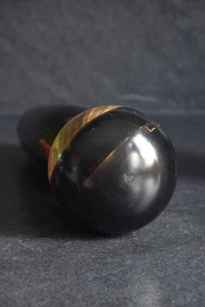 Masao Watanabe creative kokeshi doll top view showing the rounded wooden head crown