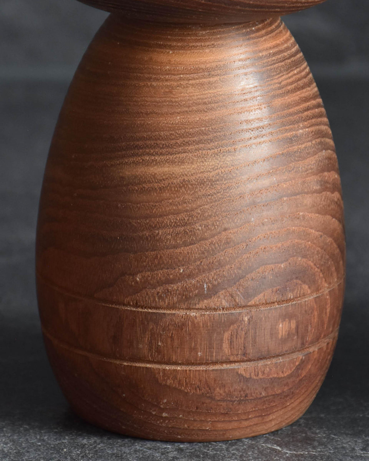 Sanpei Yamanaka kokeshi doll lower body section with smooth natural grain