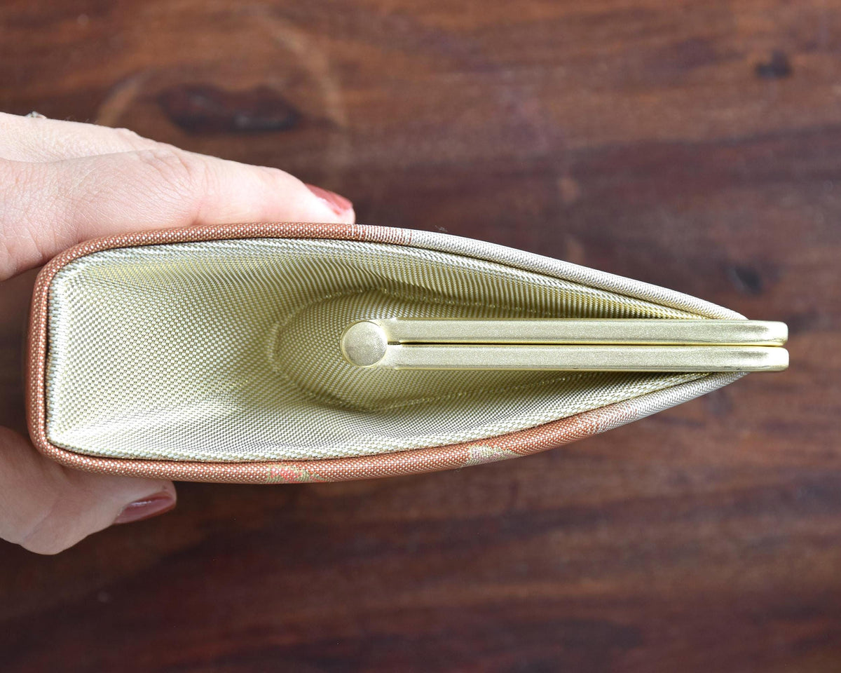Japanese Brocade Clutch Bag base view showing the structured rectangular profile