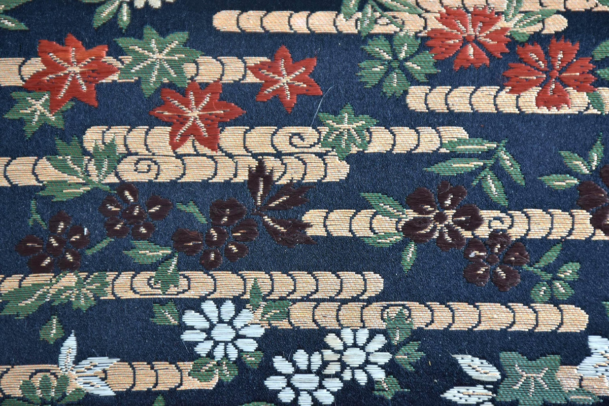 Japanese Clutch Maple Leaf And Floral Brocade fabric pattern detail