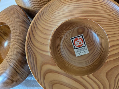 Yakusugi Cedar Sosaku Kokeshi Second Hat underside showing its unique grain and authenticity sticker