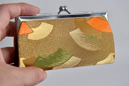 Nishijin-Ori Silk Gamaguchi Coin Purse in vintage Japanese style