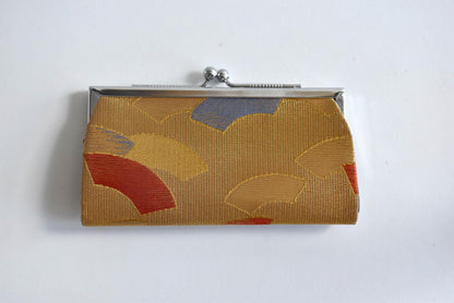 Nishijin-Ori Silk Gamaguchi Coin Purse pattern detail flat view