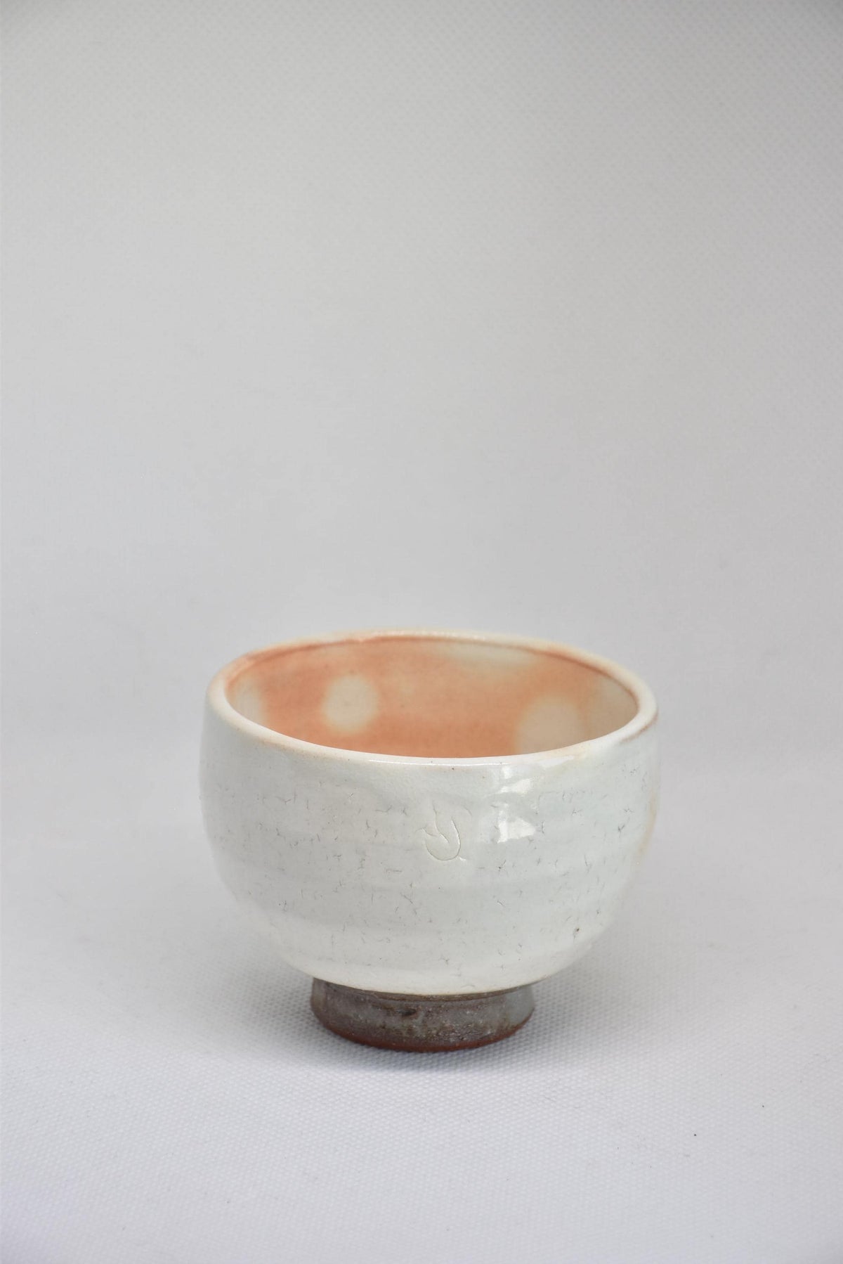 Set Of 5 White Kumidashi Teacups single cup profile featuring subtle markings on the white glazed surface
