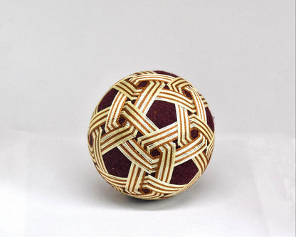 Hand-Embroidered Japanese Temari Ball Folk Art shown from a slightly different front angle