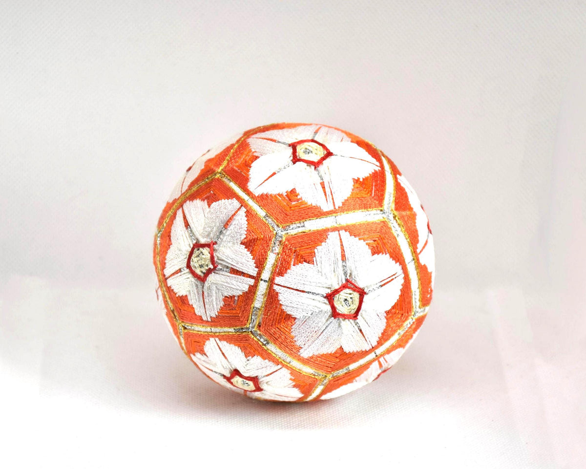 Hand-Embroidered Japanese Temari Ball Folk Art shown on a clean neutral background
