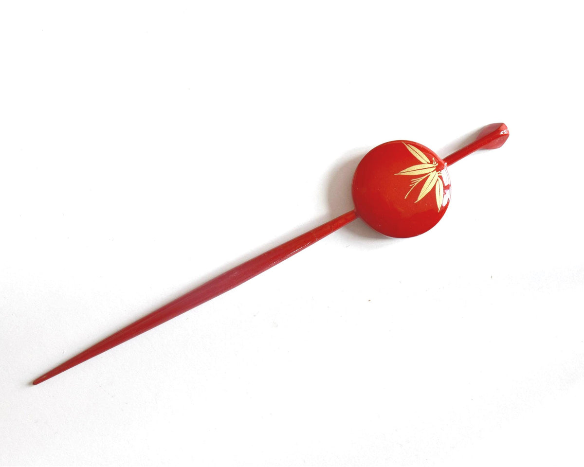 Red Lacquer Kanzashi Set hair accessories maru-kanzashi hair pin back with bamboo