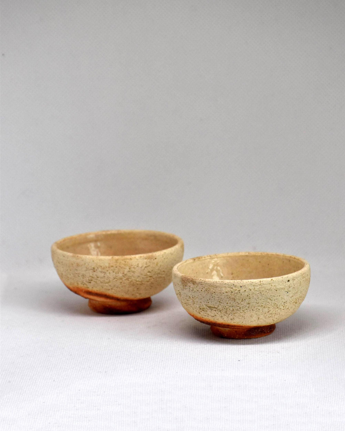 Ochre And Reddish-Brown Ceramic Sake Cup Pair front display view
