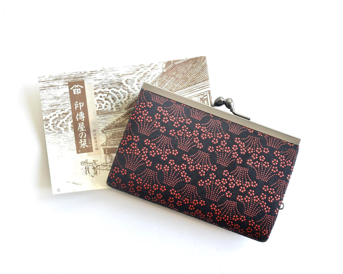 Inden Deerskin Gamaguchi Coin Purse Geometric Pattern traditional Japanese accessory