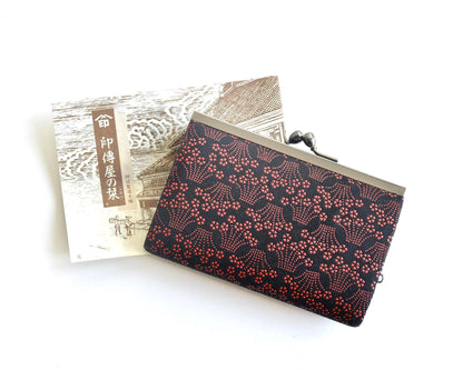 Inden Deerskin Gamaguchi Coin Purse Geometric Pattern traditional Japanese accessory