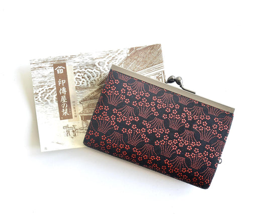 Inden Deerskin Gamaguchi Coin Purse Geometric Pattern traditional Japanese accessory