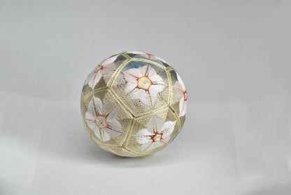 Hand-Embroidered Japanese Temari Folk Art Ball table scatters, side view