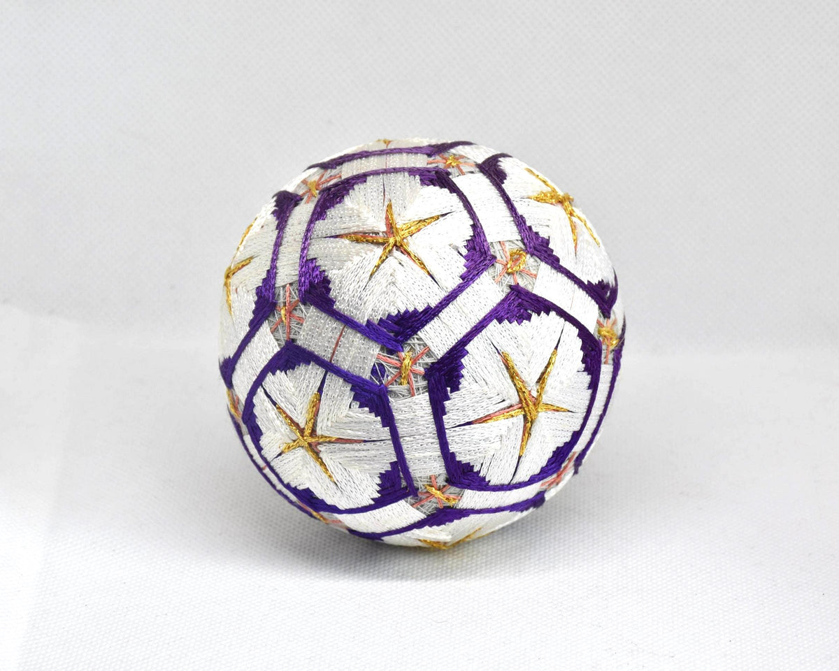 Hand-Embroidered Traditional Japanese Temari Ball showing the back angle view