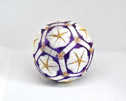 Hand-Embroidered Traditional Japanese Temari Ball showing the back angle view