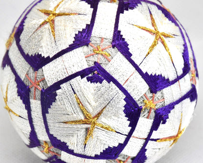 Hand-Embroidered Traditional Japanese Temari Ball alternative pattern detail view